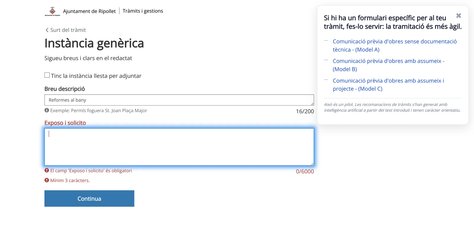 Recomanador de tràmits